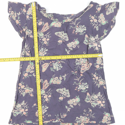 White Stuff Womens Purple Floral Butterfly Tunic Blouse Size 10