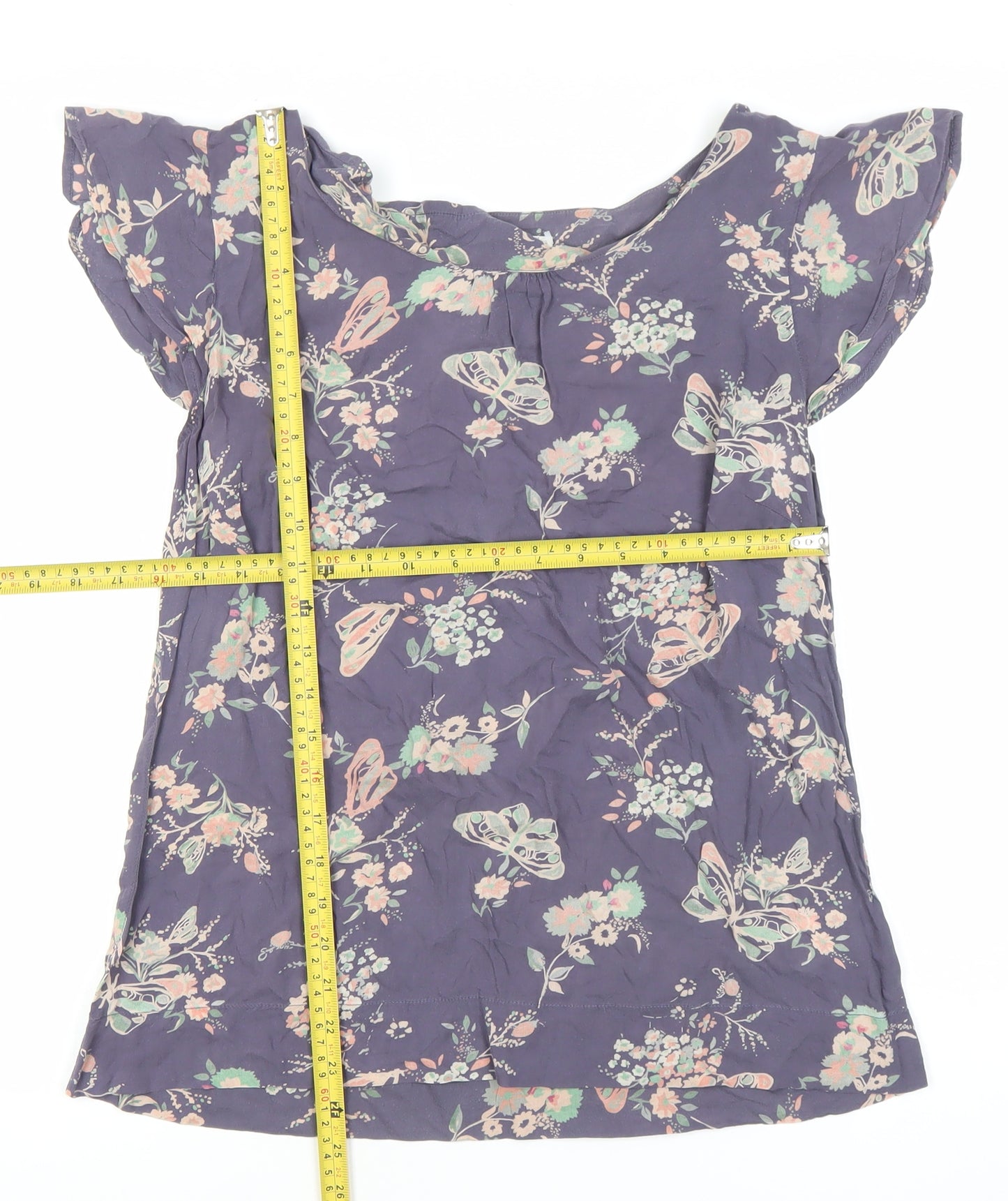 White Stuff Womens Purple Floral Butterfly Tunic Blouse Size 10