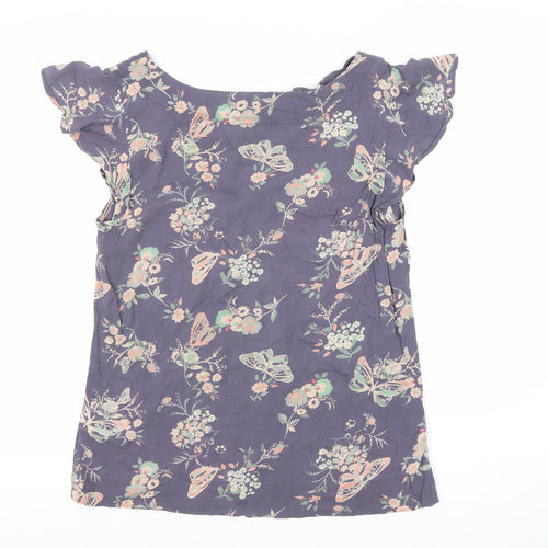 White Stuff Womens Purple Floral Butterfly Tunic Blouse Size 10