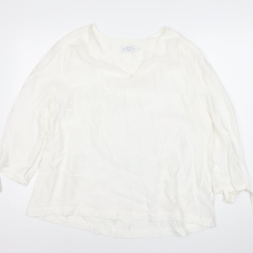 John Lewis Women’s White Tunic Blouse Size 14 V-Neck 3/4 Sleeve