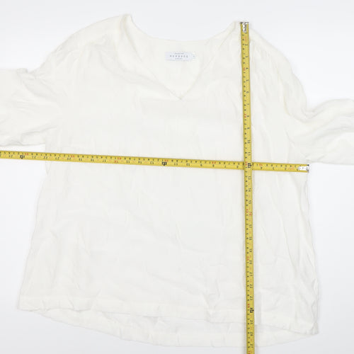 John Lewis Women’s White Tunic Blouse Size 14 V-Neck 3/4 Sleeve