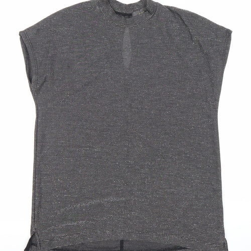 Next Women’s Black Size 12 Mock Neck Sleeveless Striped Top