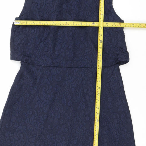 Warehouse Women’s Blue Jacquard Sheath Dress Size 12 Knee Length