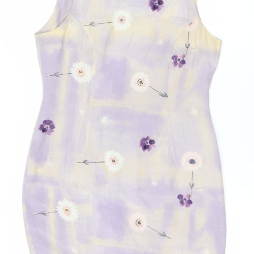Principles Women’s Purple Silk Floral Sheath Dress UK 12