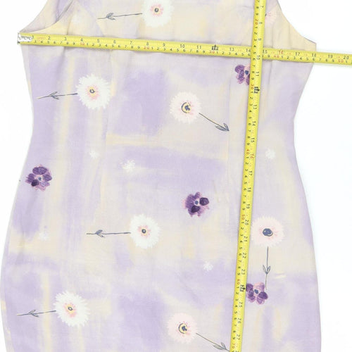 Principles Women’s Purple Silk Floral Sheath Dress UK 12