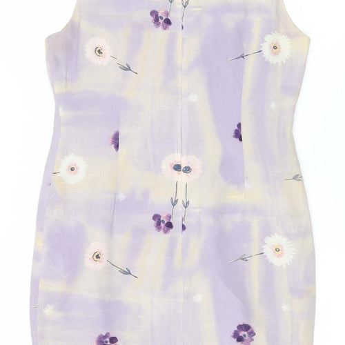 Principles Women’s Purple Silk Floral Sheath Dress UK 12