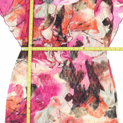 Per Una Womens Multicoloured Size 16 Shift Dress Flutter Sleeve