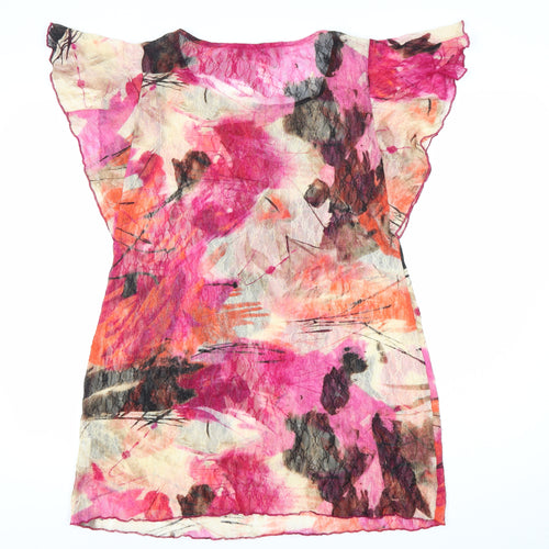 Per Una Womens Multicoloured Size 16 Shift Dress Flutter Sleeve