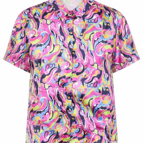Missguided Womens Multicoloured Size 8 Button-Up Long Sleeve Satin Shirt
