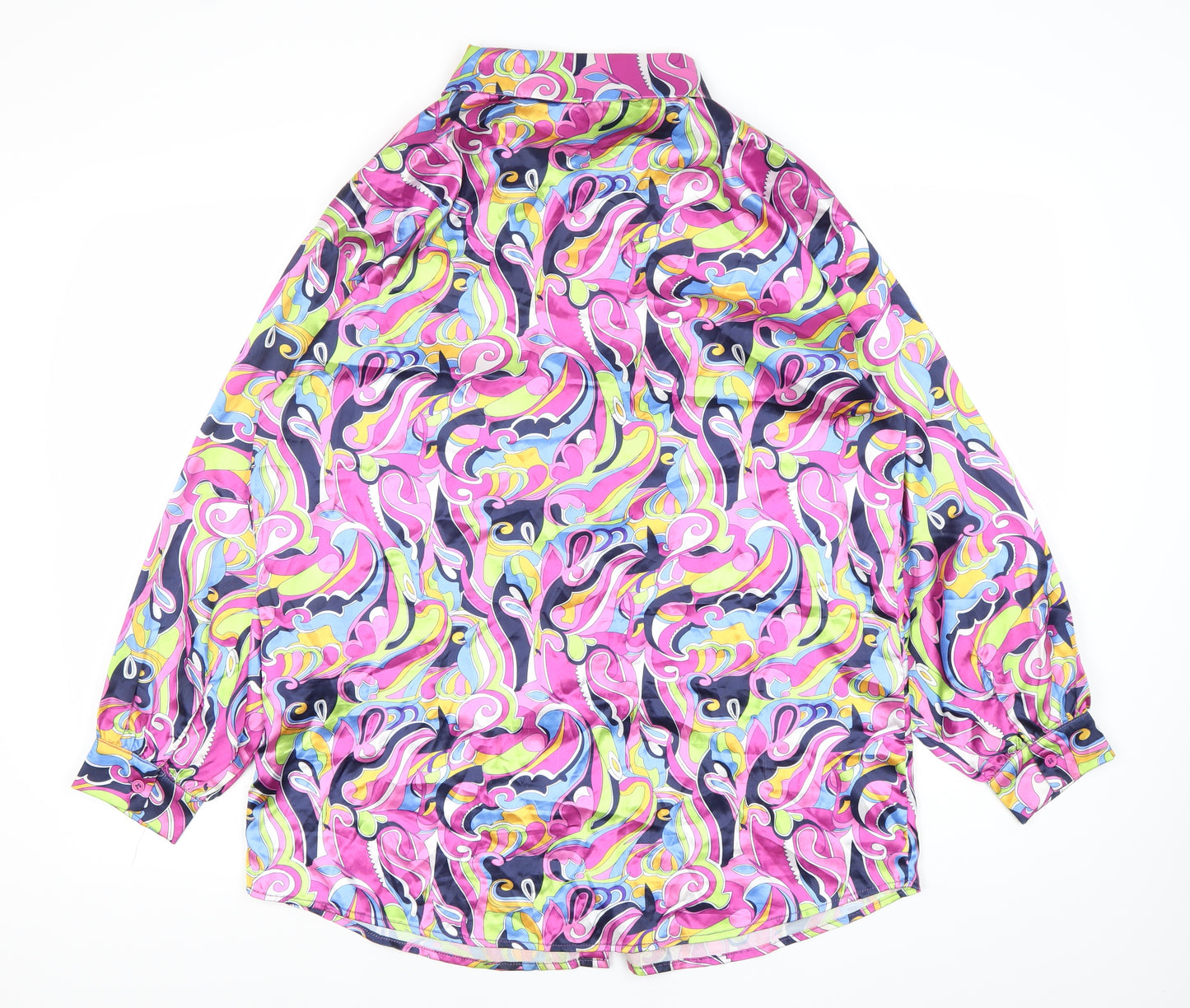 Missguided Womens Multicoloured Size 8 Button-Up Long Sleeve Satin Shirt