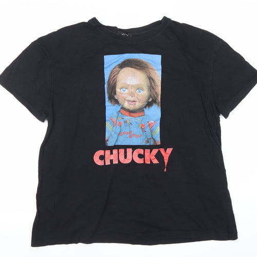 Bershka Womens Black Chucky Horror Graphic T-Shirt Size L