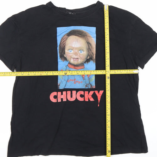 Bershka Womens Black Chucky Horror Graphic T-Shirt Size L