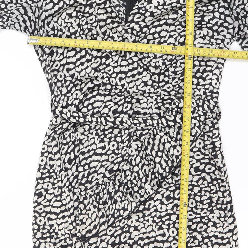 Quiz Womens Black Animal Print Short Bodycon Dress Size 12