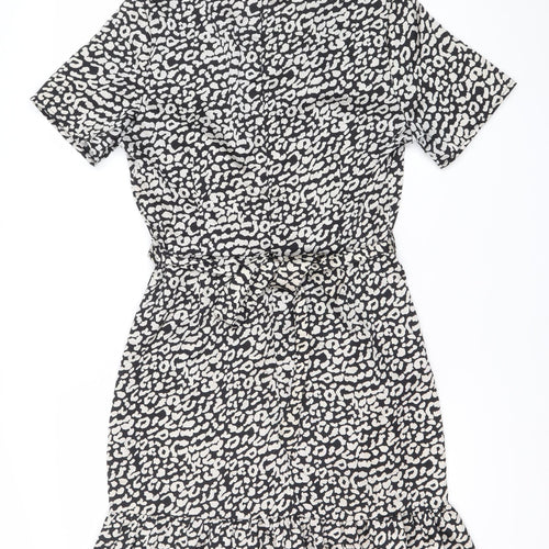 Quiz Womens Black Animal Print Short Bodycon Dress Size 12
