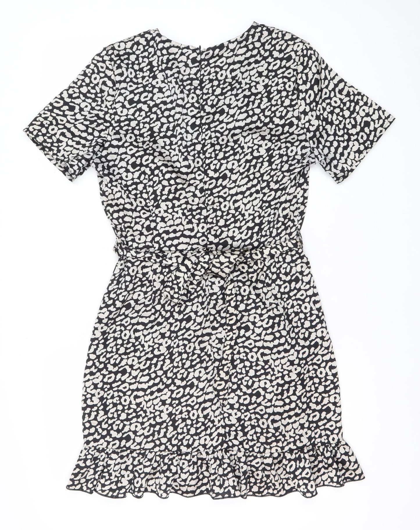 Quiz Womens Black Animal Print Short Bodycon Dress Size 12