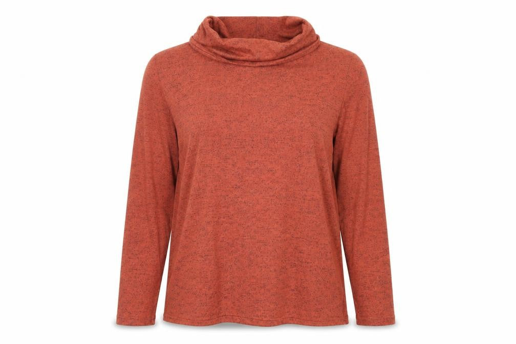 Front view of ISLE Essentials Women’s Brown Cowl Neck Long Sleeve jumper M