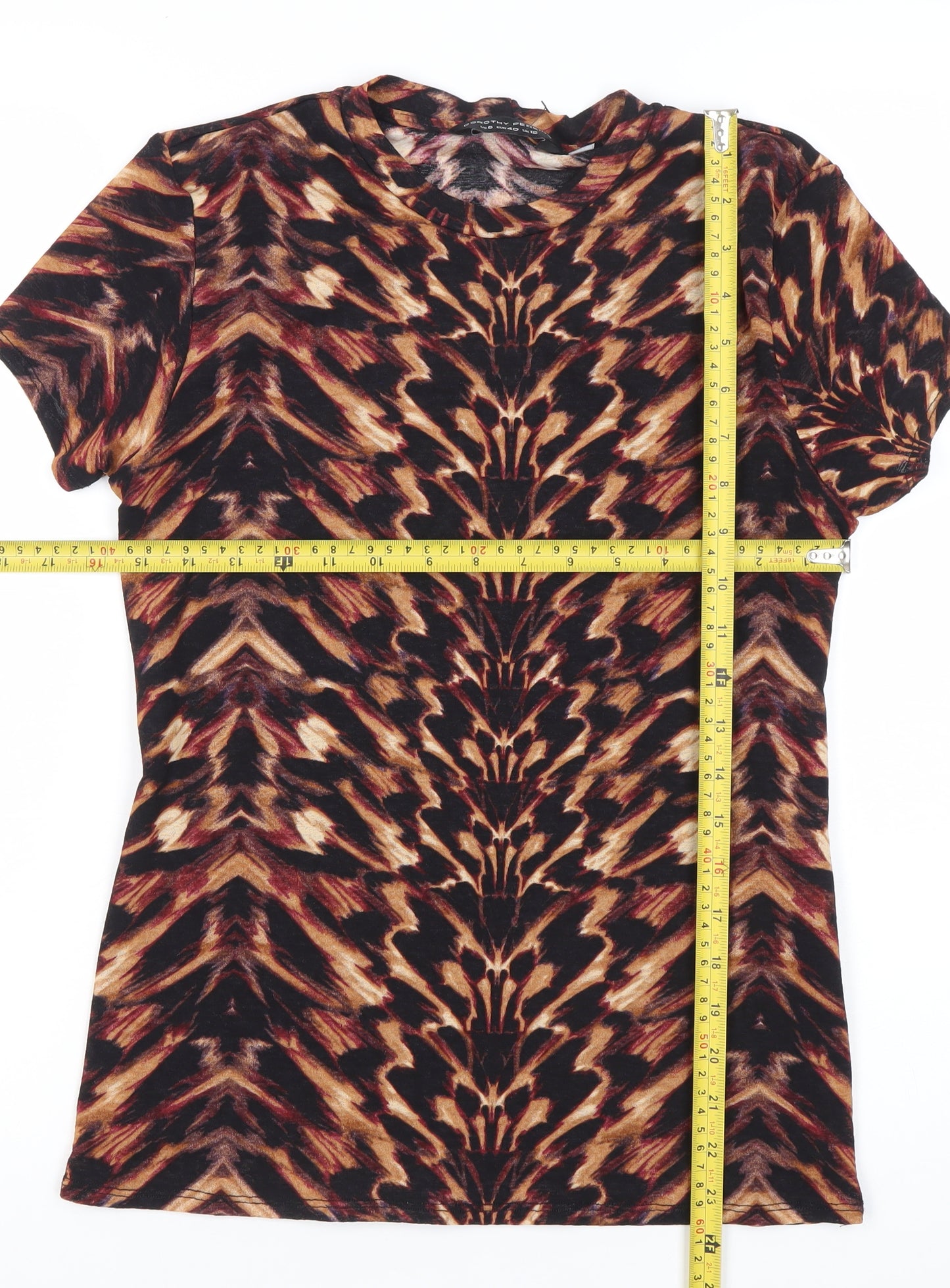 Dorothy Perkins Womens Animal Print T-Shirt UK 12 Multicoloured
