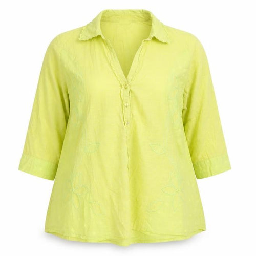 Marks and Spencer Women Green Floral Cotton Blouse Size 16