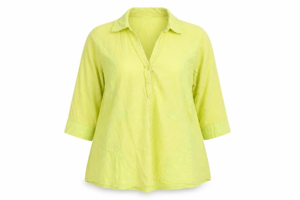 Marks and Spencer Women Green Floral Cotton Blouse Size 16