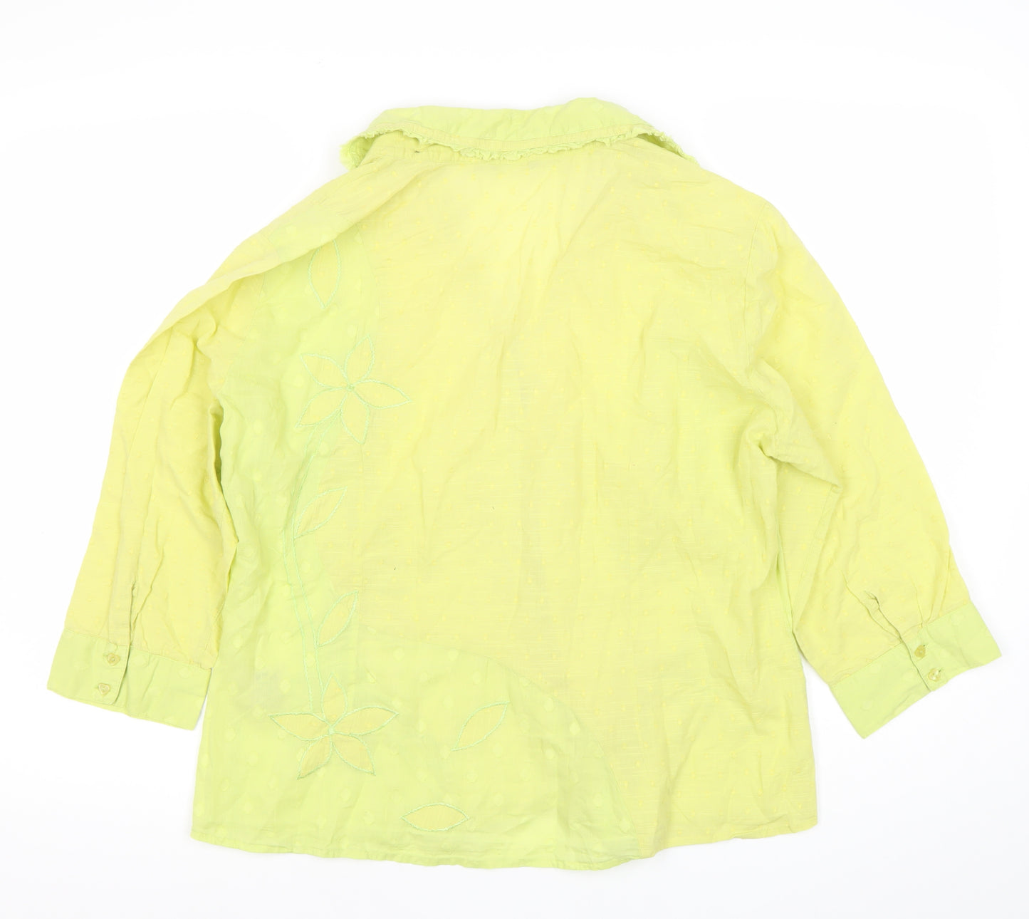Marks and Spencer Women Green Floral Cotton Blouse Size 16