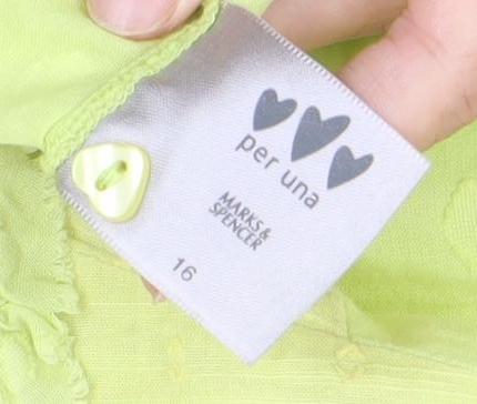 Marks and Spencer Women Green Floral Cotton Blouse Size 16