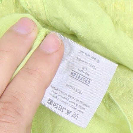 Marks and Spencer Women Green Floral Cotton Blouse Size 16
