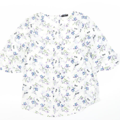 M&Co Women’s Ivory Floral Blouse Size 12 Tunic Style 3/4 Sleeve