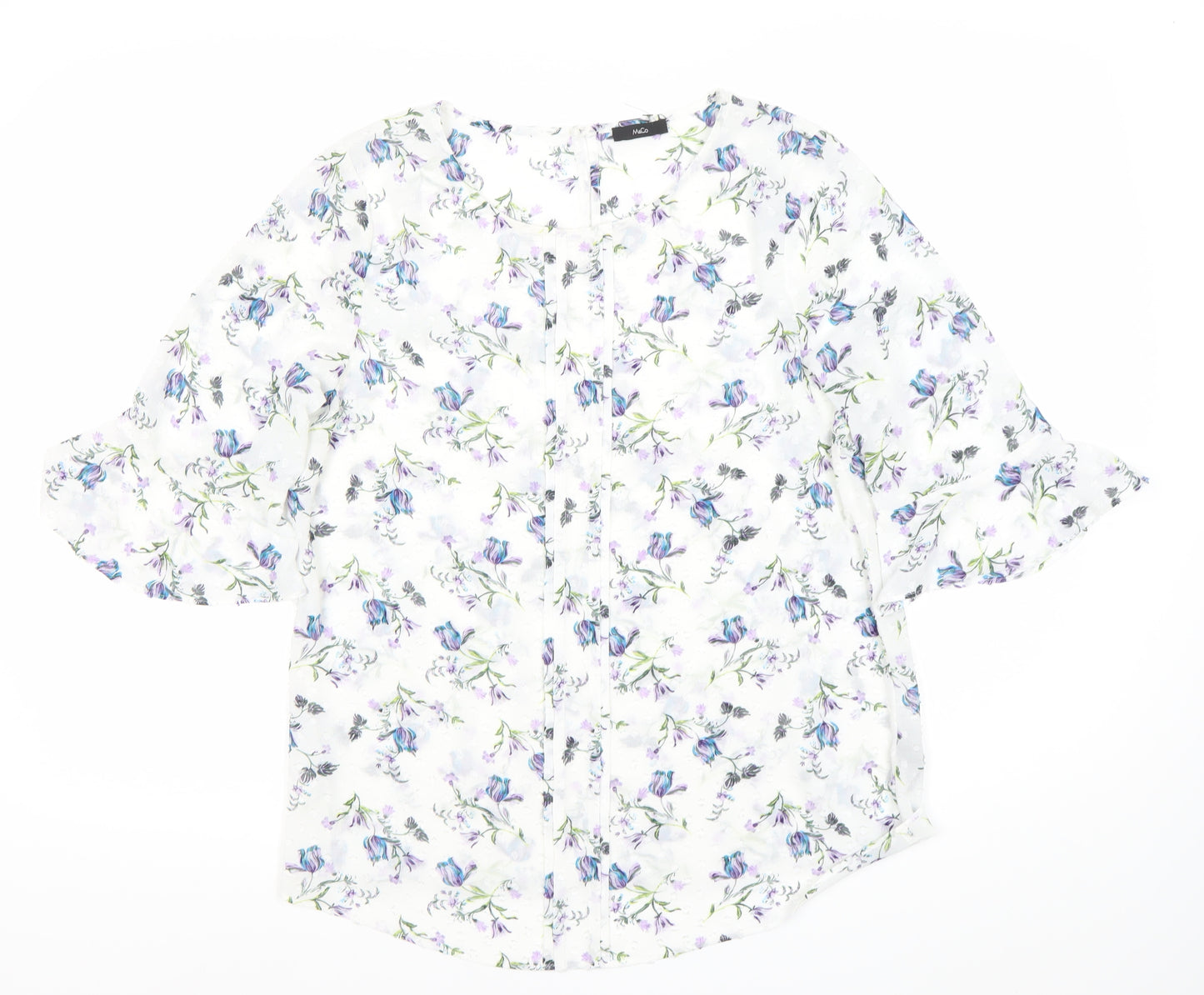 M&Co Women’s Ivory Floral Blouse Size 12 Tunic Style 3/4 Sleeve