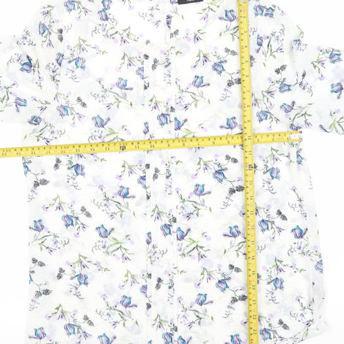 M&Co Women’s Ivory Floral Blouse Size 12 Tunic Style 3/4 Sleeve