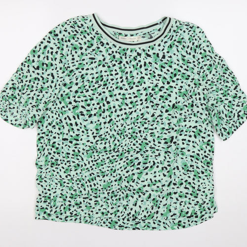 InWear Womens Green Animal Print T-Shirt Size 12 Short Sleeve