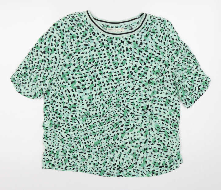 InWear Womens Green Animal Print T-Shirt Size 12 Short Sleeve