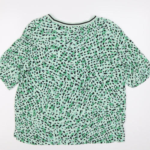 InWear Womens Green Animal Print T-Shirt Size 12 Short Sleeve