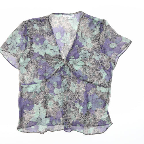 Gray & Osbourn Womens Multicoloured Floral Chiffon Blouse UK 16