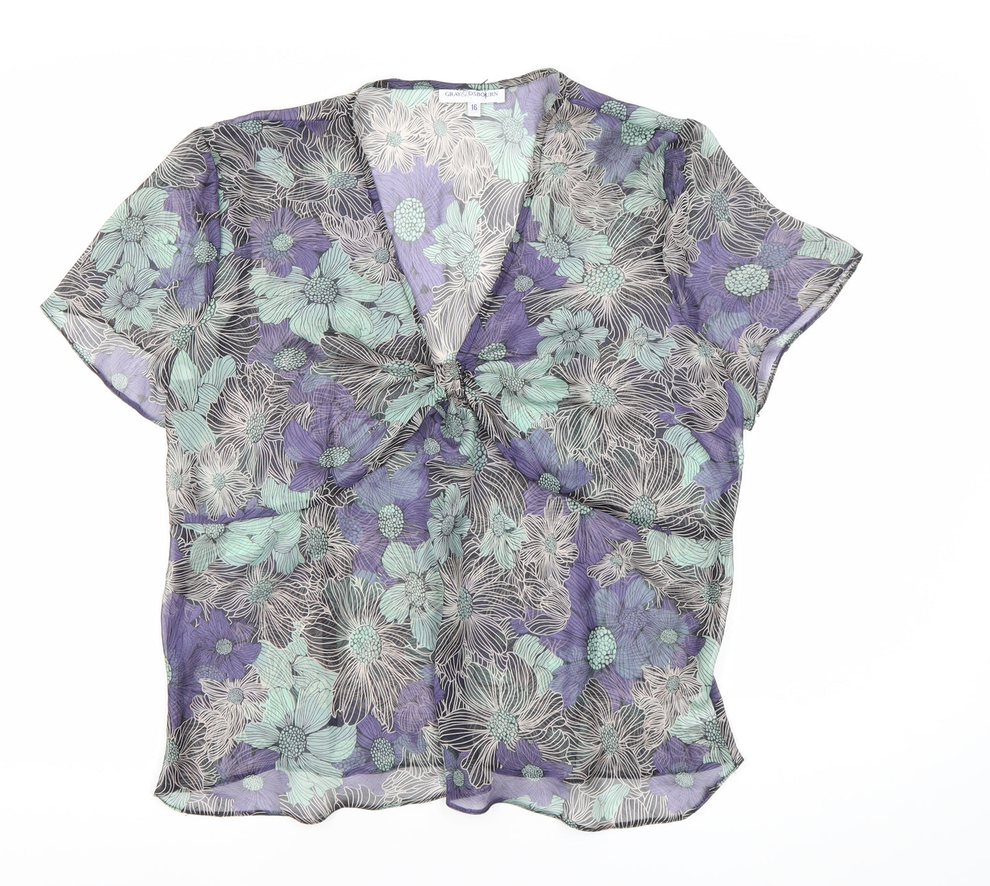 Gray & Osbourn Womens Multicoloured Floral Chiffon Blouse UK 16