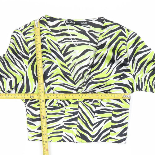 Bershka Womens Multicoloured Zebra Print Cropped Blouse Size 8