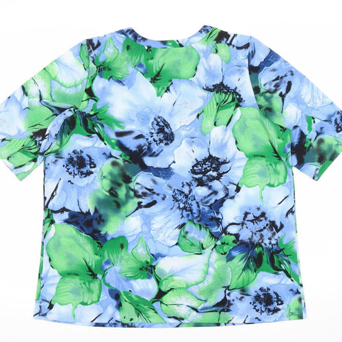 Susan Graver Women’s Multicoloured Floral Blouse L V-Neck Tunic Top