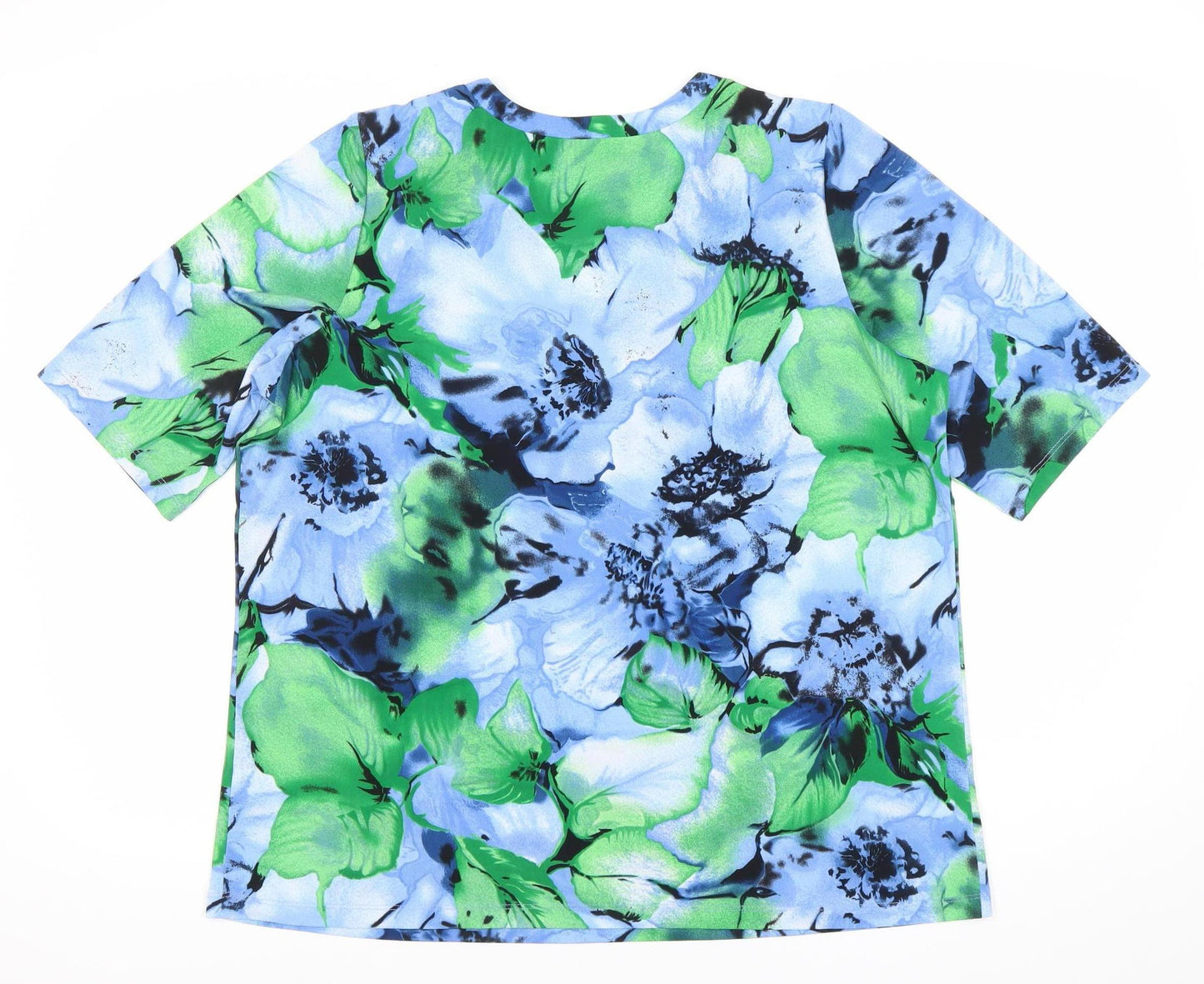 Susan Graver Women’s Multicoloured Floral Blouse L V-Neck Tunic Top