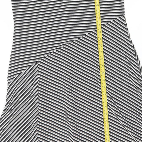 Mint Velvet Women’s Black Striped Asymmetric Midi Dress UK 12