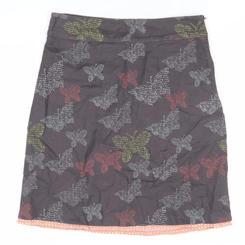 Wakee Stuff Womens Brown Butterfly Cotton A-Line Skirt Size 8