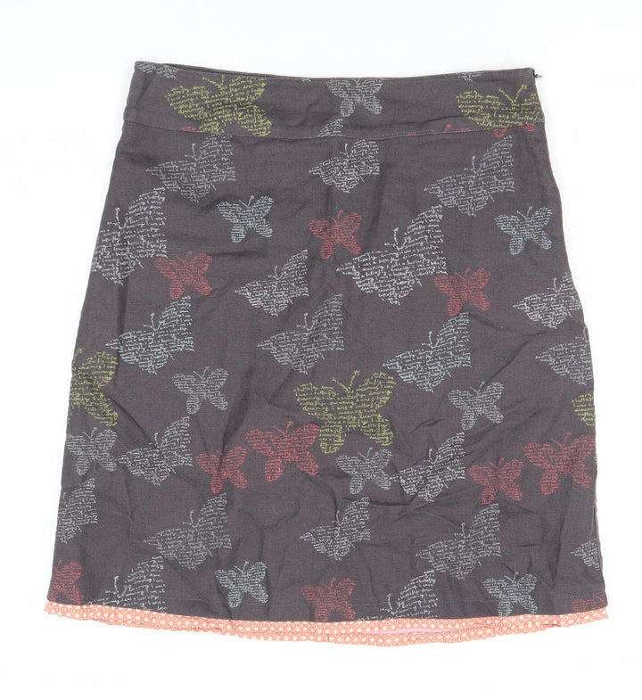 Wakee Stuff Womens Brown Butterfly Cotton A-Line Skirt Size 8