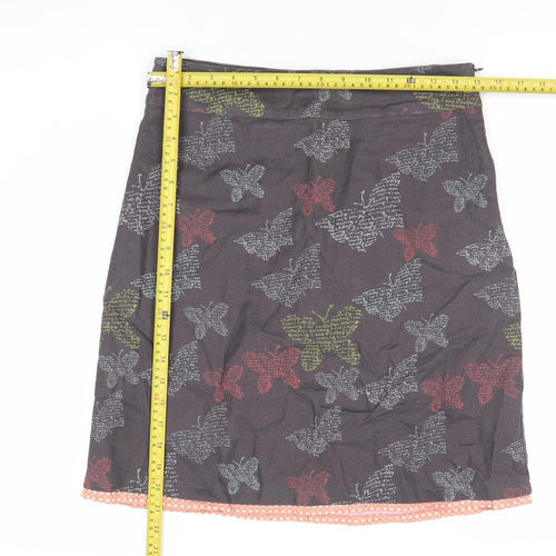 Wakee Stuff Womens Brown Butterfly Cotton A-Line Skirt Size 8
