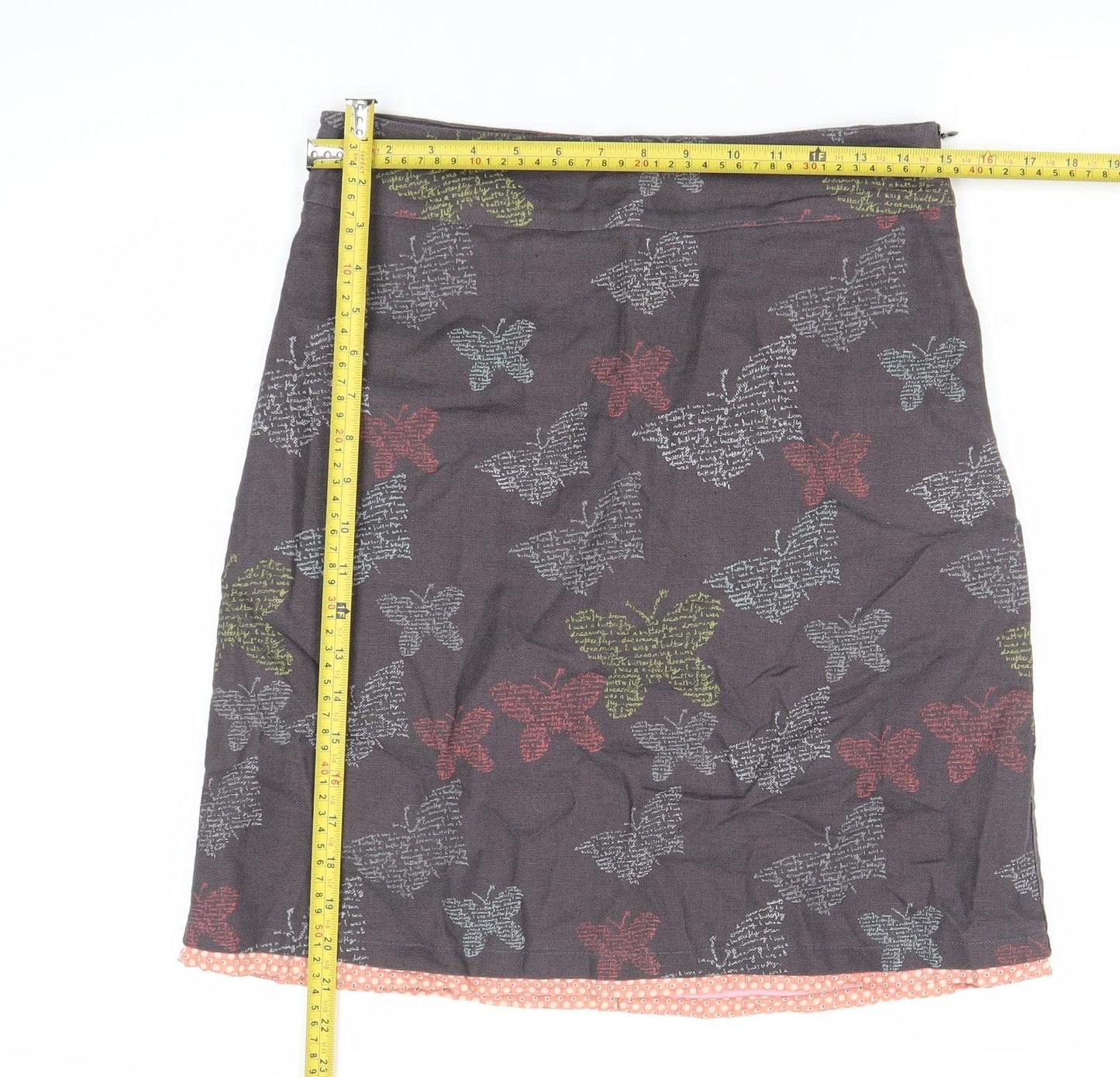 Wakee Stuff Womens Brown Butterfly Cotton A-Line Skirt Size 8
