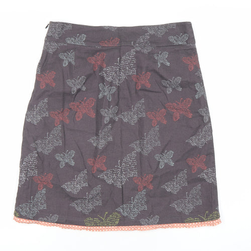 Wakee Stuff Womens Brown Butterfly Cotton A-Line Skirt Size 8