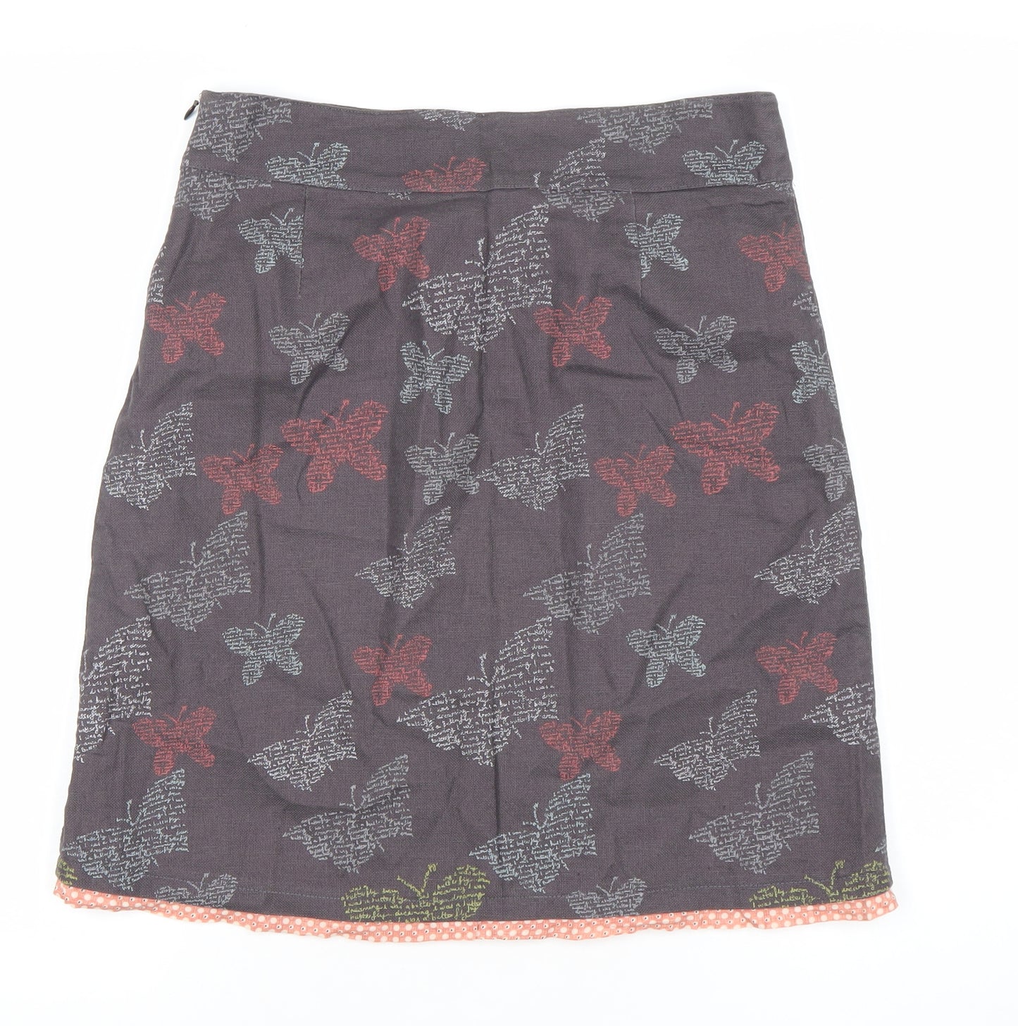 Wakee Stuff Womens Brown Butterfly Cotton A-Line Skirt Size 8