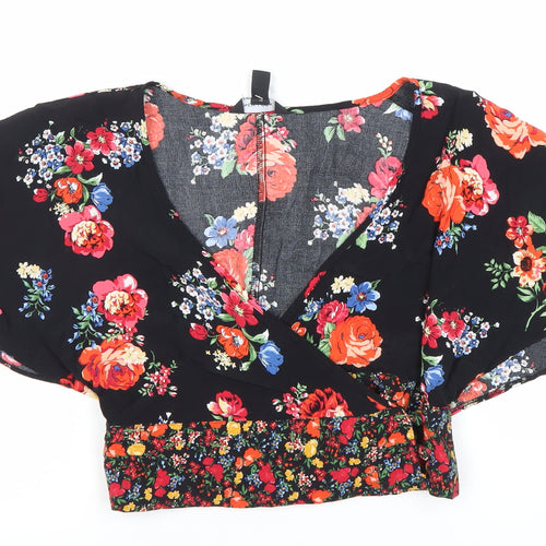 New Look Women’s Multicoloured Floral Wrap Blouse Size 8