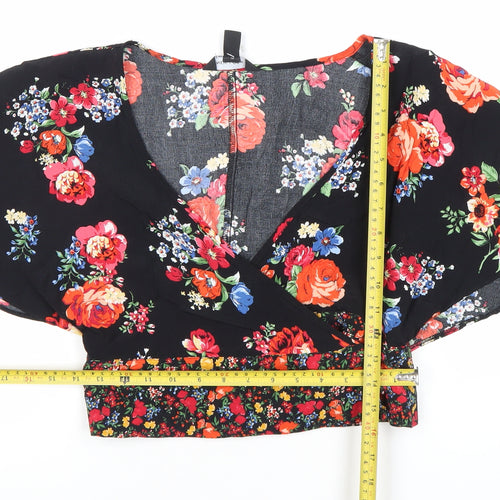 New Look Women’s Multicoloured Floral Wrap Blouse Size 8