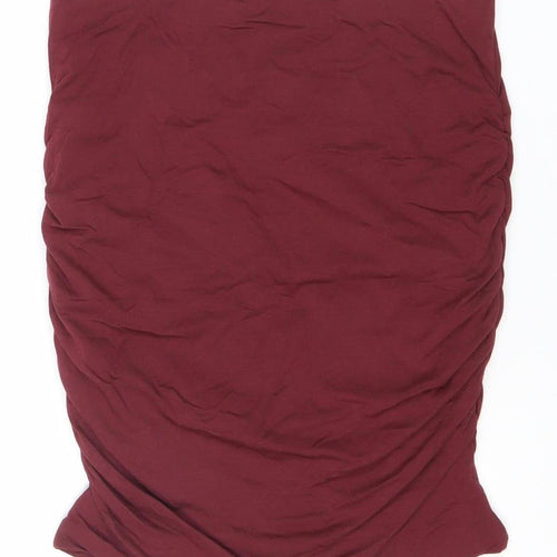 Hush Womens Red Knee Length Pencil Skirt Size S Cotton Modal