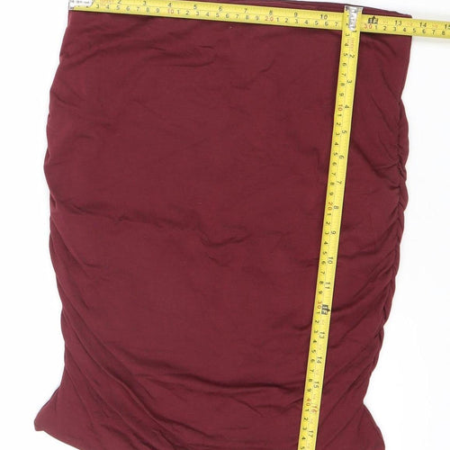 Hush Womens Red Knee Length Pencil Skirt Size S Cotton Modal