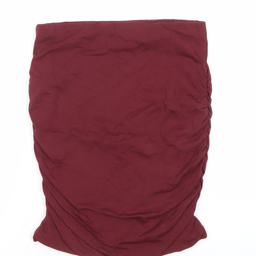 Hush Womens Red Knee Length Pencil Skirt Size S Cotton Modal