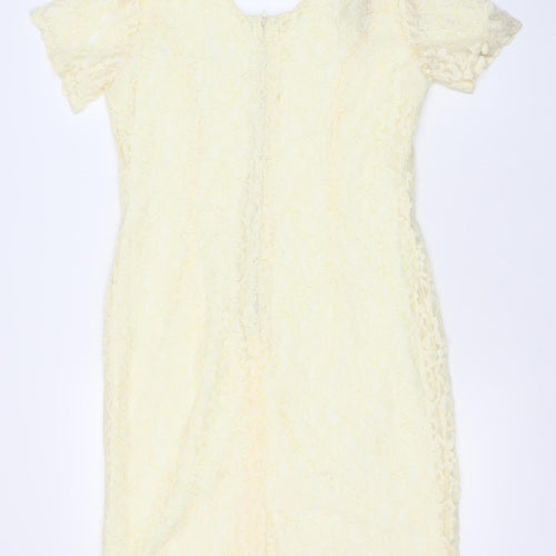 Classics Women’s Ivory Lace Sheath Dress Size 14 Knee Length Wedding Party